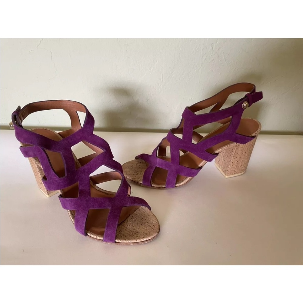 Givenchy Purple suede cage Shoes Sandals Heels . 40 1/2 Chanel Dust bag